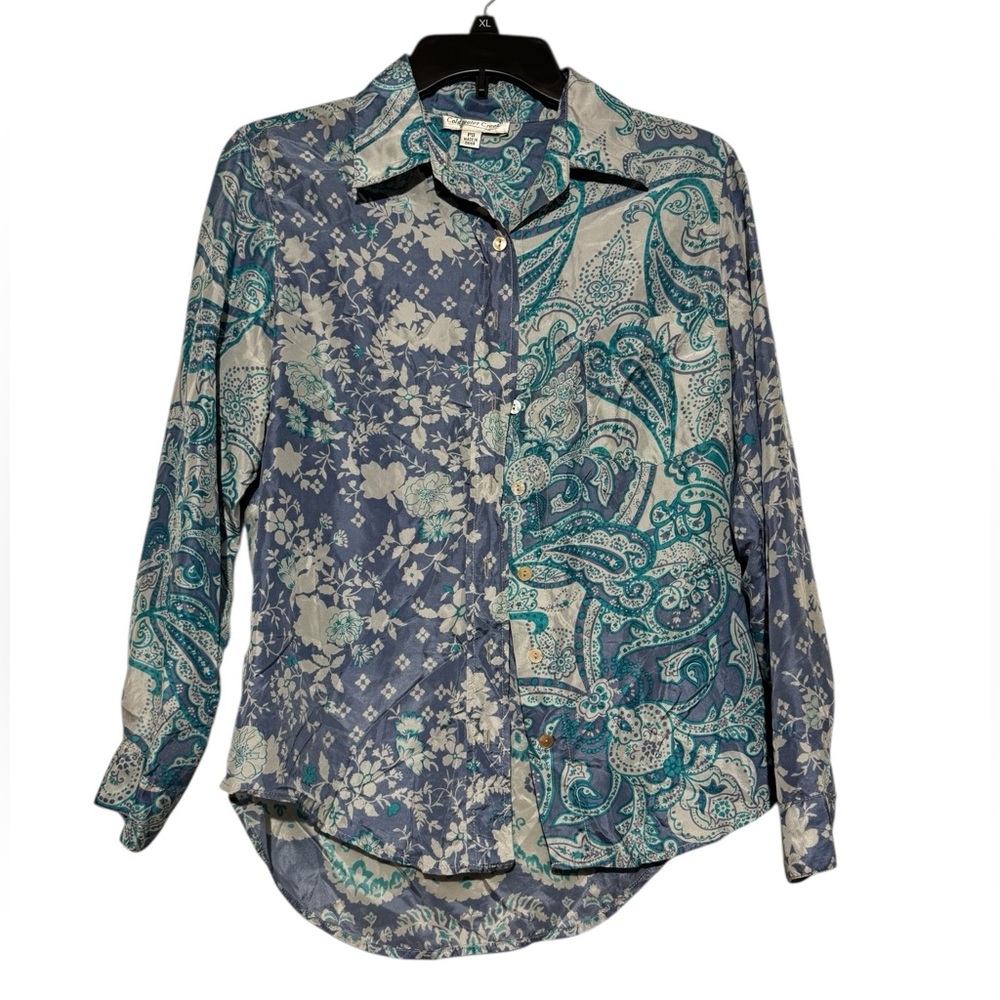 Coldwater Creek 100% Silk Paisley Top Size‎ small Petite Gypsy Boho Handkerchief